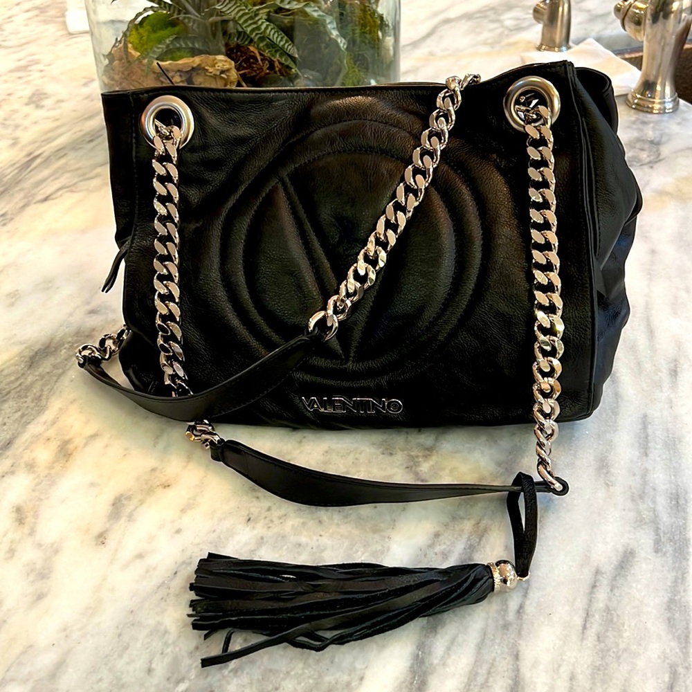 Valentino Luisa black leather shoulder bag - vintage-